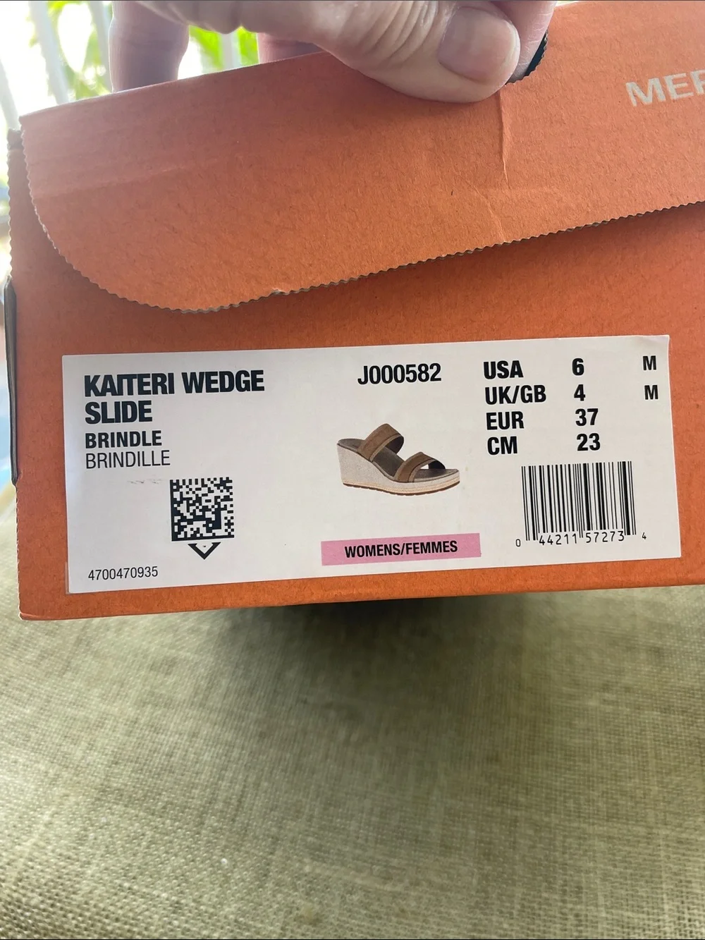 Merrell Kaiteri Women's Wedge Slide Olive Green Sandals ~ NEW IN BOX